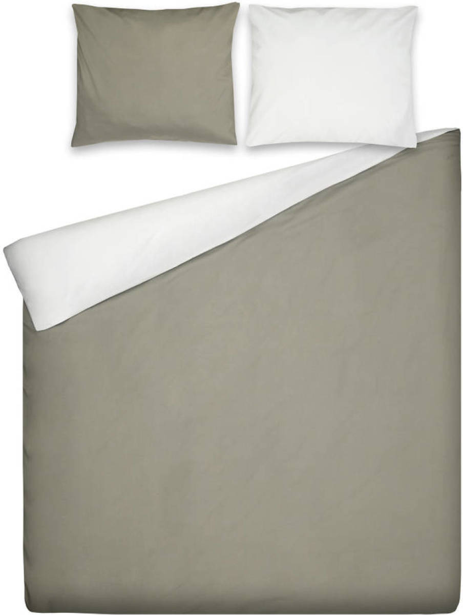Ten Cate Katoenen Double Face Eenpersoons Dekbedovertrek - 140x200/220 - Antraciet/Off-White