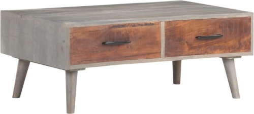 VidaXL Salontafel 100x60x40 cm massief ruw mangohout grijs