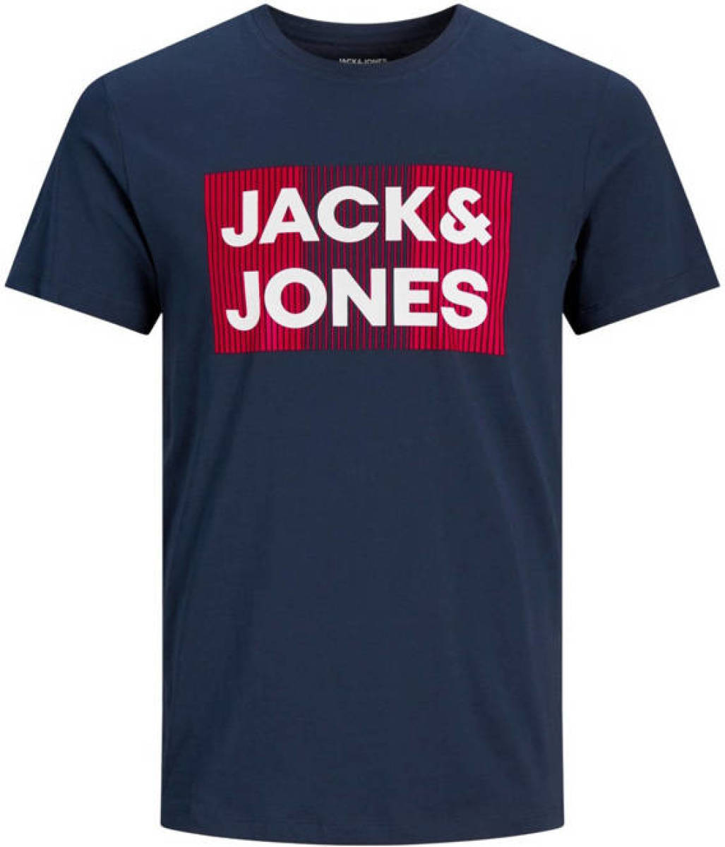 Jack & Jones JUNIOR T-shirt met logo blauw/rood