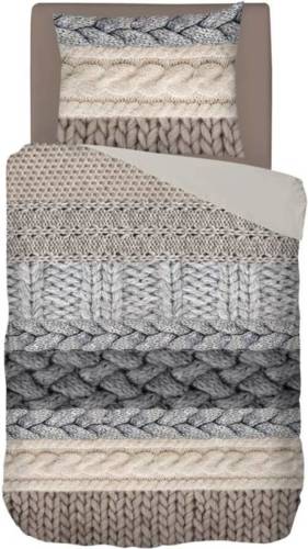 Snoozing Knitted Wool dekbedovertrek - 1-persoons (140x200/220 cm + 1 sloop) - Katoen - Multi