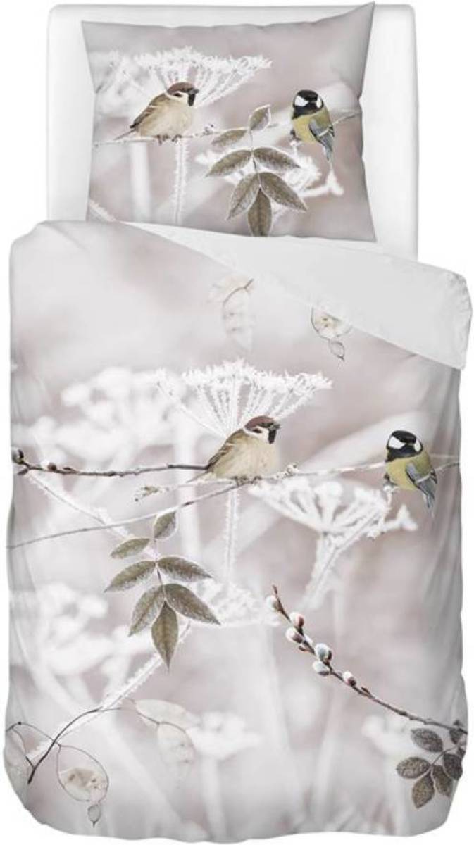 Snoozing Winter dekbedovertrek - 1-persoons (140x200/220 cm + 1 sloop) - Katoen - Grijs
