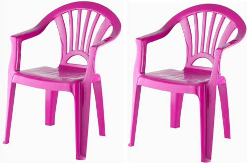 Merkloos 2x Fuchsia Roze Stoeltjes Voor Kinderen 51 Cm - Tuinmeubelen - Kunststof Binnen/buitenstoelen Voor Kinderen