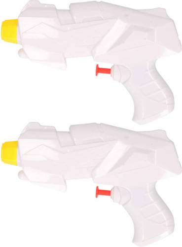 Merkloos 2x Mini Waterpistolen/waterpistool Wit Van 15 Cm Kinderspeelgoed - Waterspeelgoed Van Kunststof - Kleine Waterpistolen