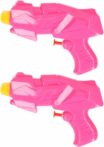 Merkloos 2x Mini Waterpistolen/waterpistool Roze Van 15 Cm Kinderspeelgoed - Waterspeelgoed Van Kunststof - Kleine Waterpistolen