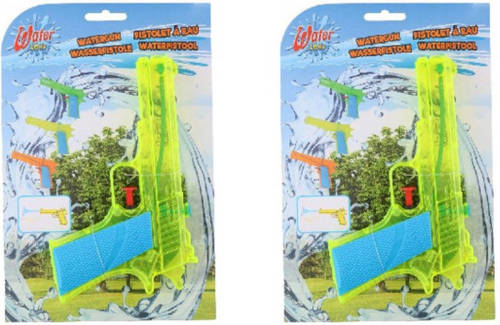 Merkloos 2x Waterpistolen/waterpistool Geel Klein Van 18 Cm Kinderspeelgoed - Waterspeelgoed Van Kunststof