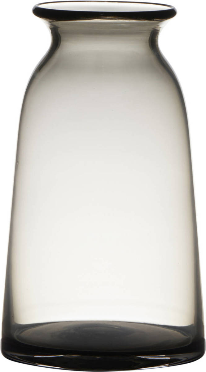 Bellatio Decorations Transparante Home-basics Grijze Vaas/vazen Van Glas 23.5 X 12.5 Cm - Bloemen/takken/boeketten Vaas Voor Binnen Gebruik