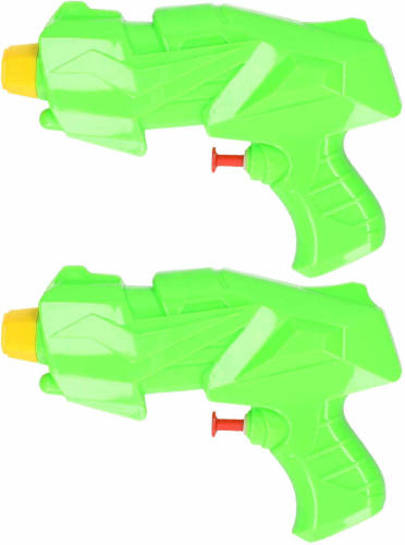 Merkloos 2x Mini Waterpistolen/waterpistool Groen Van 15 Cm Kinderspeelgoed - Waterspeelgoed Van Kunststof - Kleine Waterpistolen