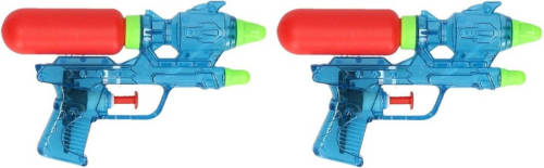 Merkloos 2x Stuks Voordelige Waterpistolen Blauw - Kinderspeelgoed Van Kunststof - Waterspeelgoed
