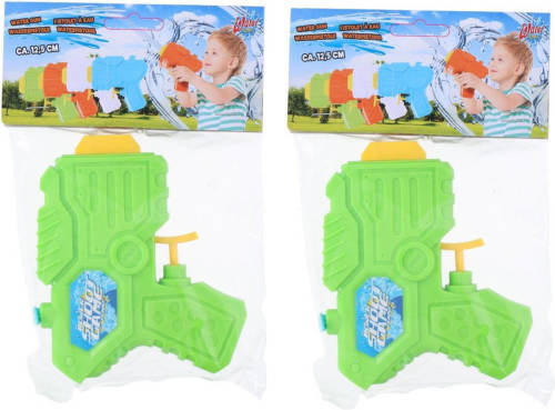 Merkloos 2x Waterpistolen/waterpistool Klein Van 12 Cm Groen Kinderspeelgoed - Waterspeelgoed Van Kunststof