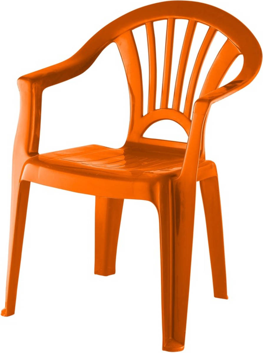 Merkloos Oranje Stoeltje Voor Kinderen 51 Cm - Tuinmeubelen - Kunststof Binnen/buitenstoelen Voor Kinderen