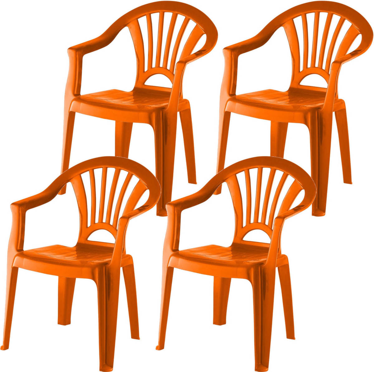 Merkloos 4x Stuks Oranje Stoeltjes Voor Kinderen 51 Cm - Tuinmeubelen - Kunststof Binnen/buitenstoelen Voor Kinderen