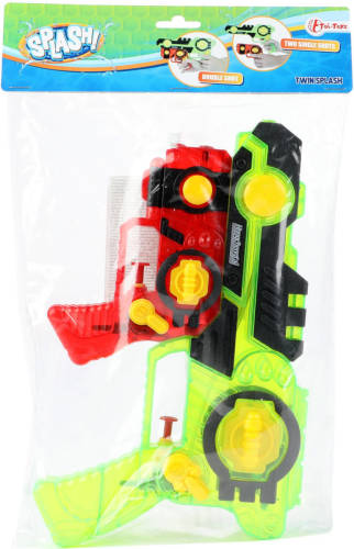 Merkloos 1x Waterpistolen/waterpistool 2-delig Van 26 Cm Groen/rood Kinderspeelgoed - Waterspeelgoed Van Kunststof