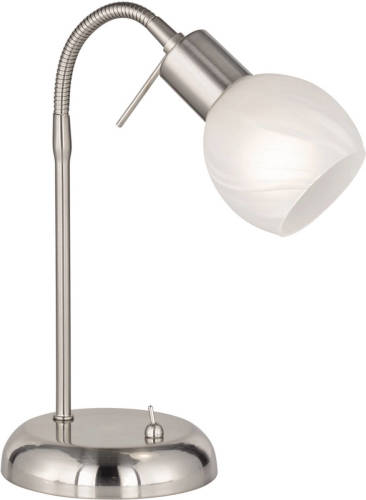 BES LED Led Tafellamp - Trion Besina - E14 Fitting - Flexibele Arm - Rond - Mat Nikkel - Aluminium