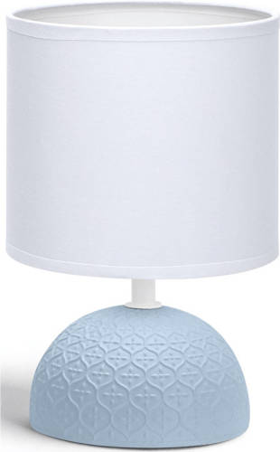 BES LED Led Tafellamp - Tafelverlichting - Aigi Conton 1 - E14 Fitting - Rond - Mat Blauw - Keramiek