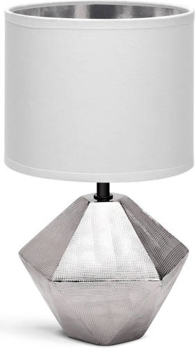 BES LED Led Tafellamp - Tafelverlichting - Aigi Uynimo - E14 Fitting - Rond - Mat Wit/zilver - Keramiek