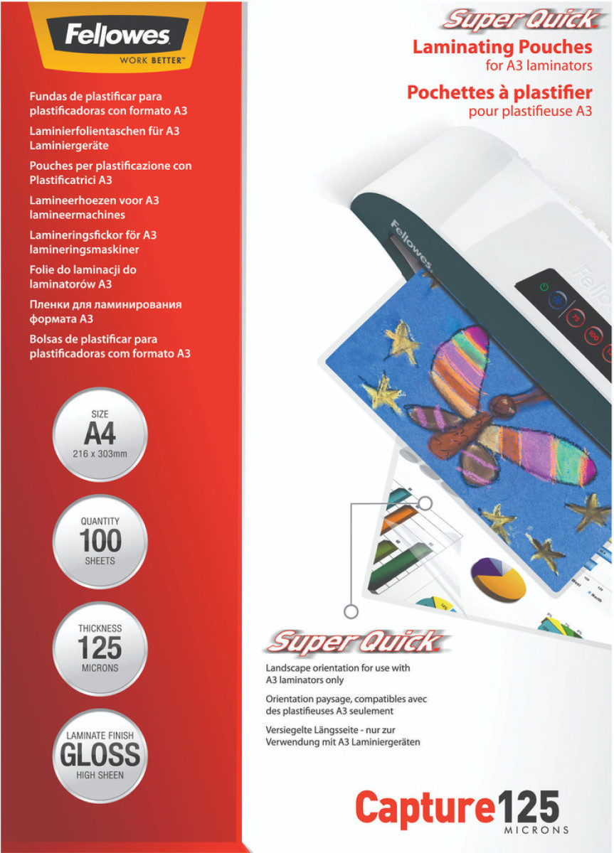 Fellowes Lamineerhoezen SuperQuick 125 mic A4 (100 Stuks)