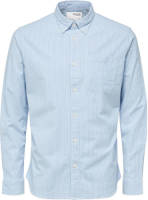 SELECTED HOMME gestreept regular fit overhemd Rick met biologisch katoen lichtblauw/wit