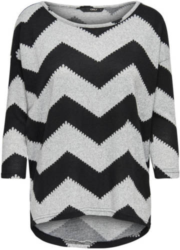 Only gestreepte top zwart/grijs