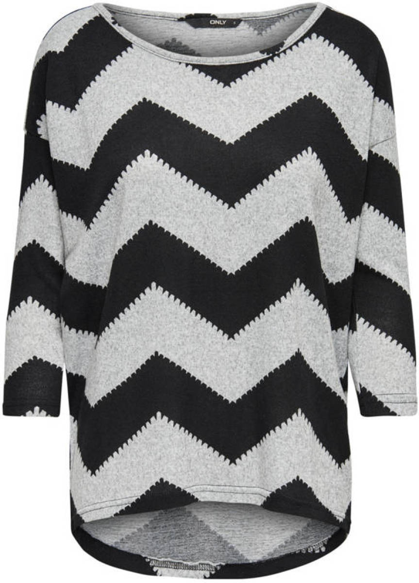 Only gestreepte top zwart/grijs