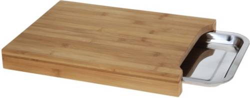 Merkloos Bamboe houten snijplank met opvangbakje 35 cm - Snijplanken/serveerplanken/broodplanken van hout