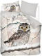 Snoozing Snowy Owl flanel dekbedovertrek - Lits-jumeaux (260x200/220 cm + 2 slopen) - Flanel - Sand