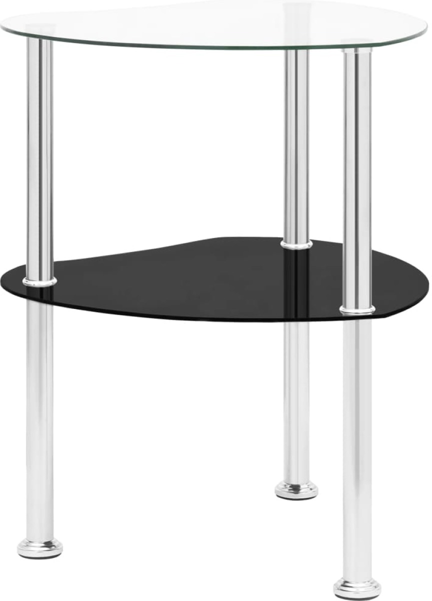 VidaXL Bijzettafel 2-laags 38x38x50 cm gehard glas transparant zwart