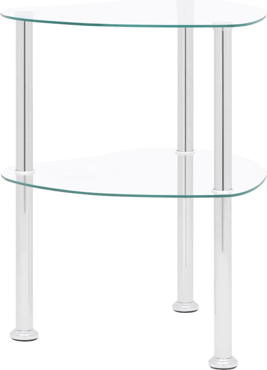VidaXL Bijzettafel 2-laags 38x38x50 cm gehard glas transparant