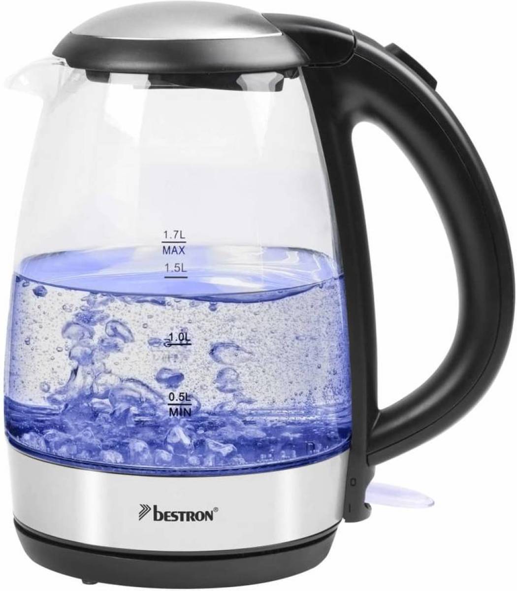 Bestron Waterkoker digitaal AWK780G 2200 W 1,7 L glas blauw