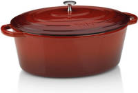 Braadpan Gietijzer Ovaal Rood, 36 cm x 29 cm- Kela Calido
