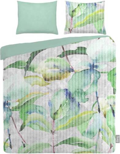 Merkloos iSeng Aqua Leafs dekbedovertrek - 1-persoons (140x200/220 cm + 1 sloop) - Katoen satijn - Mint