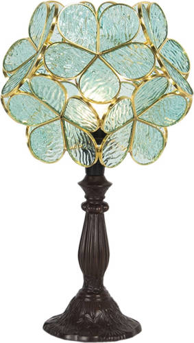 Clayre & Eef Tafellamp Tiffany 21*21*38 Cm E14/max 1*25w Groen