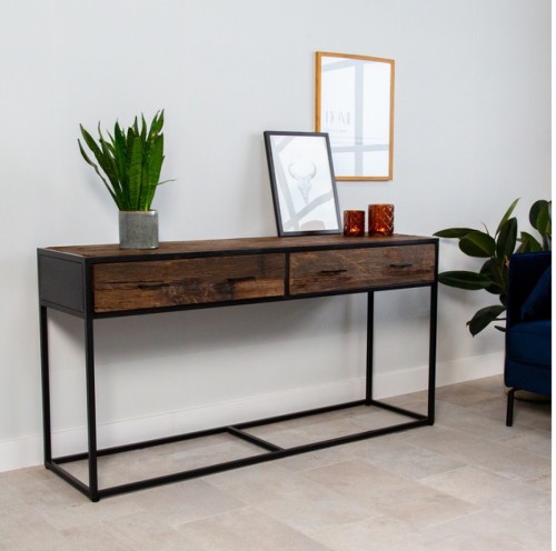 Dimehouse Industriële Sidetable Rayan Hout 2 Lades