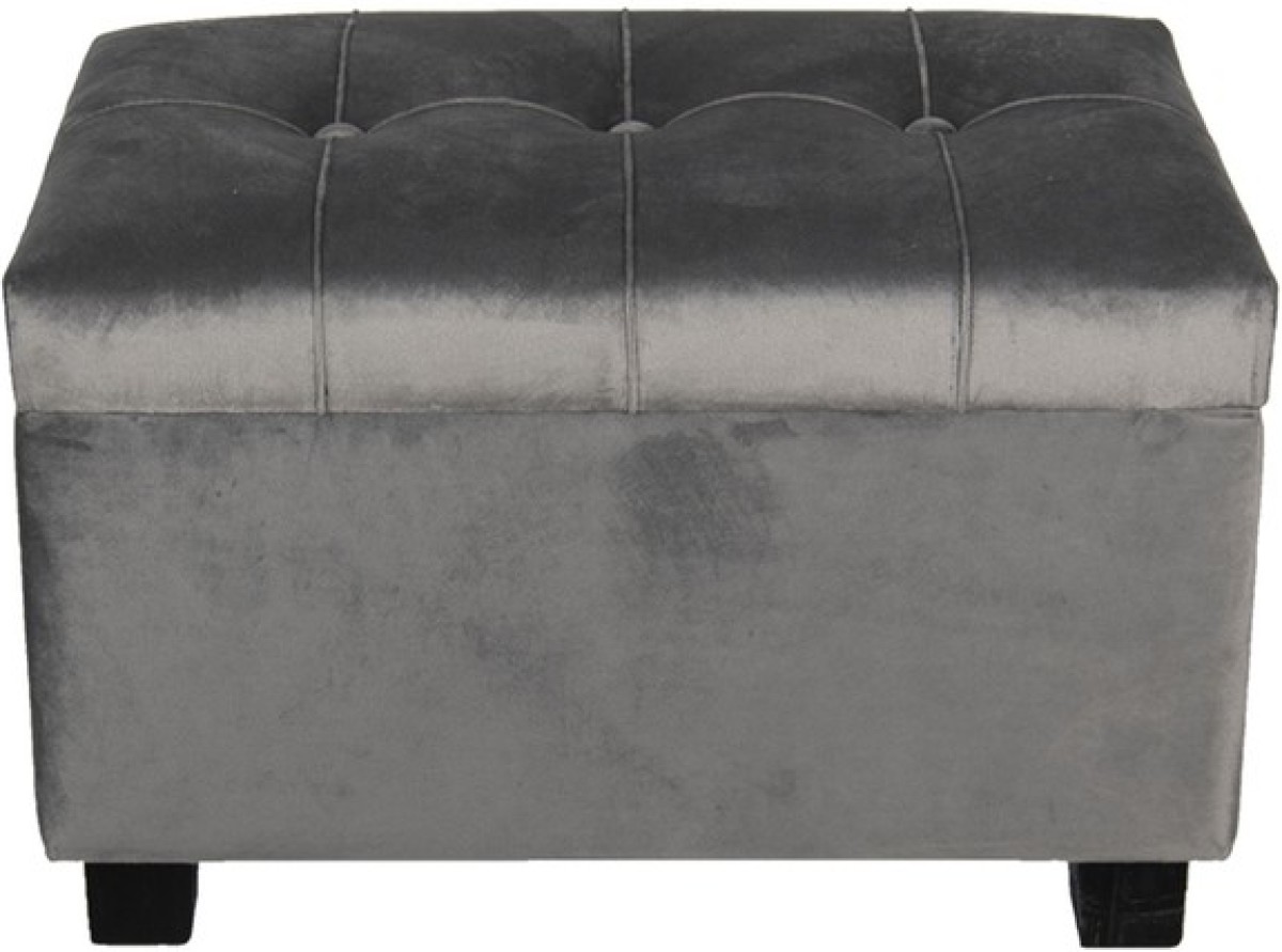 Hocker/Opbergkist | 50*34*33 cm | Grijs | Hout / textiel | rechthoekig | Clayre & Eef | 64061SDG
