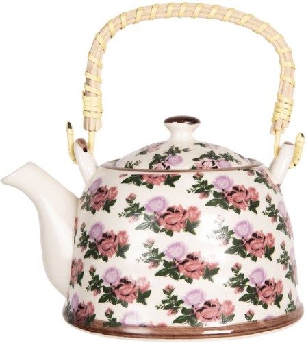 Theepot | 17*12*10 cm / 0.6L | Multi | Porselein | Rond | Bloemen | Clayre & Eef | 6CETE0070M