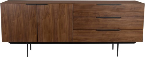 Zuiver Travis Dressoir - 2 Deurs 3 Laden - 180x45x70,5 - Walnoot