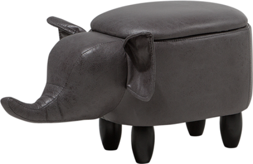 Beliani Hocker kunstleer donkergrijs ELEPHANT