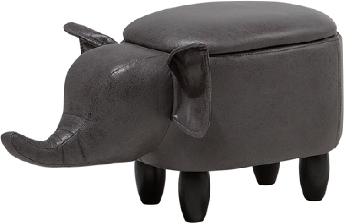Beliani Hocker kunstleer donkergrijs ELEPHANT