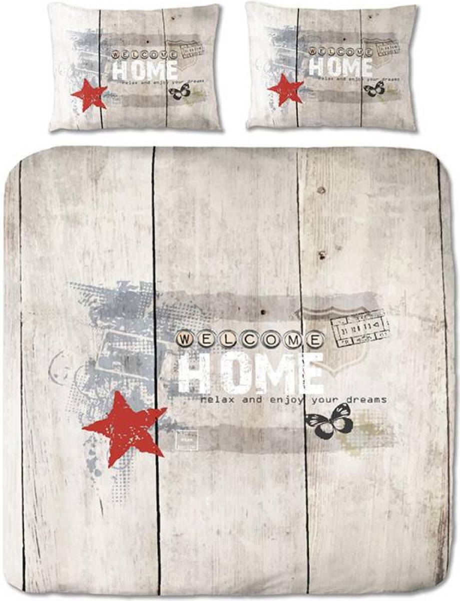 Cotton Collection Welcome Home - Rood 2-persoons (200 x 200/220 cm + 2 kussenslopen) Dekbedovertrek