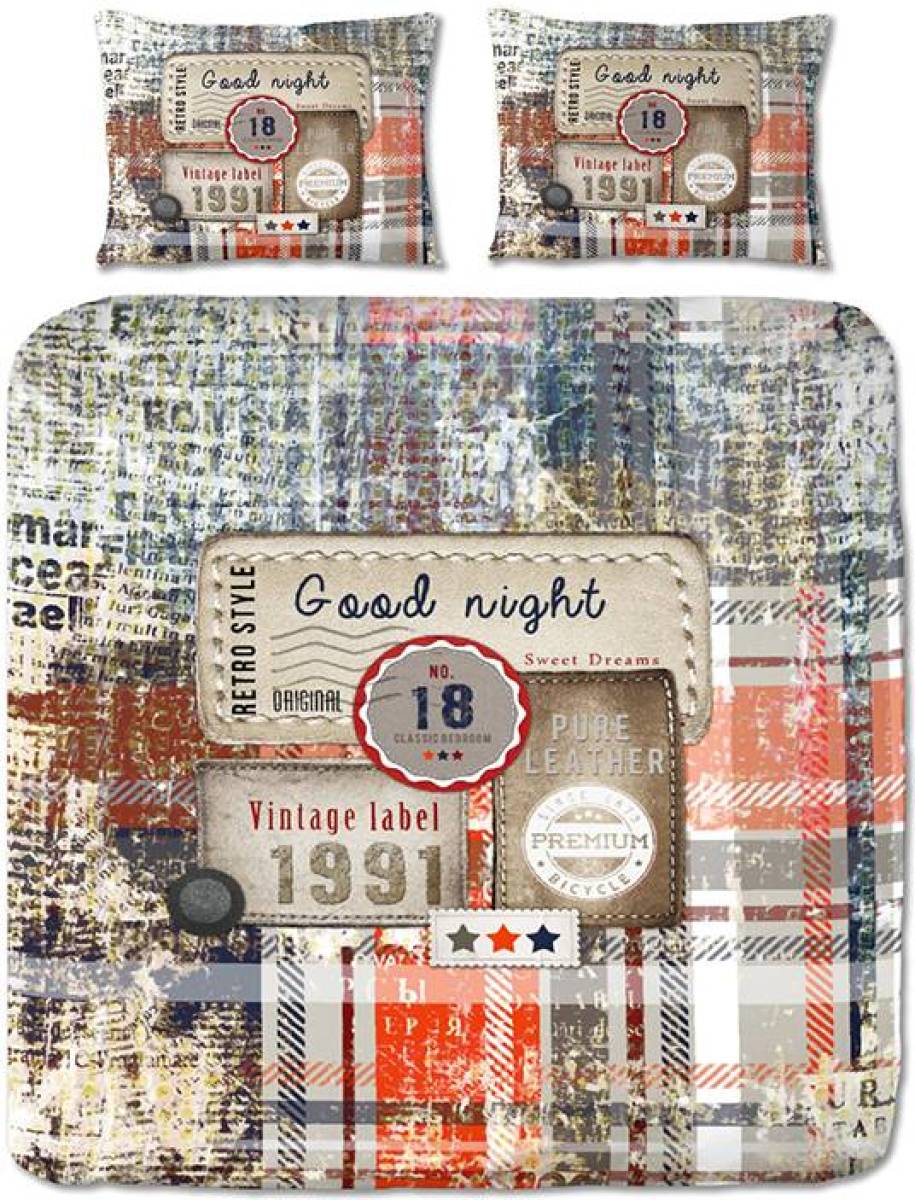 Cotton Collection Good Night - Oranje Lits-jumeaux (240 x 200/220 cm + 2 kussenslopen) Dekbedovertrek