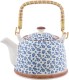 Theepot | 18*14*12 cm / 0.7L | Blauw | Keramiek | Rond | Bloemen | Clayre & Eef | 6CETE0022