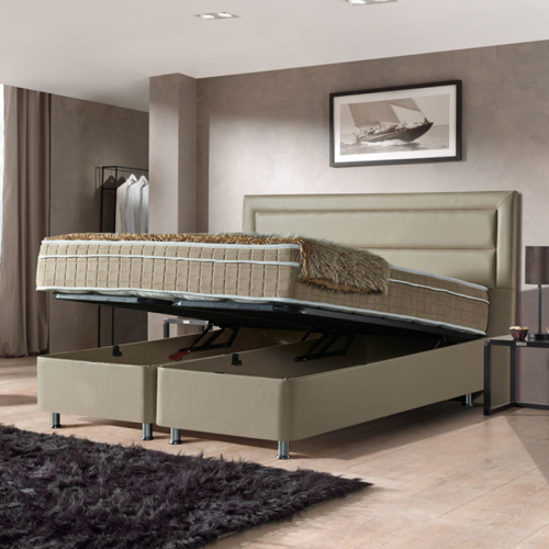 Dekbed Discounter Opbergboxspring Saint Tropez 140 x 200 cm, Kleur: Zwart, Topperkeuze: Upgrade: Luxe HR Koudschuim Topper (+€150), Montage: Inclusief Montage
