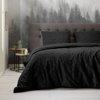 Fresh & Co Dekbedovertrek Embossed Art Deco - Zwart Lits-jumeaux (240 x 220 cm + 2 kussenslopen)