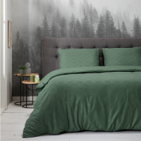 Fresh & Co Dekbedovertrek Embossed Art Deco - Olijfgroen Lits-jumeaux (240 x 220 cm + 2 kussenslopen)