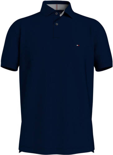 Tommy hilfiger regular fit polo met biologisch katoen donkerblauw