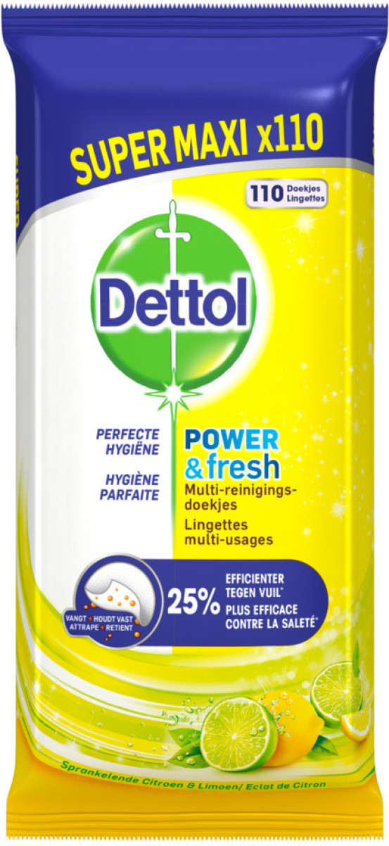 Dettol Reinigingsdoekjes Power&Fresh Citrus 110 stuks