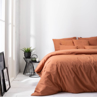 Presence Dekbedovertrek Percale uni - Cognac 1-persoons (140 x 200/220 cm + 1 kussensloop) Dekbedovertrek