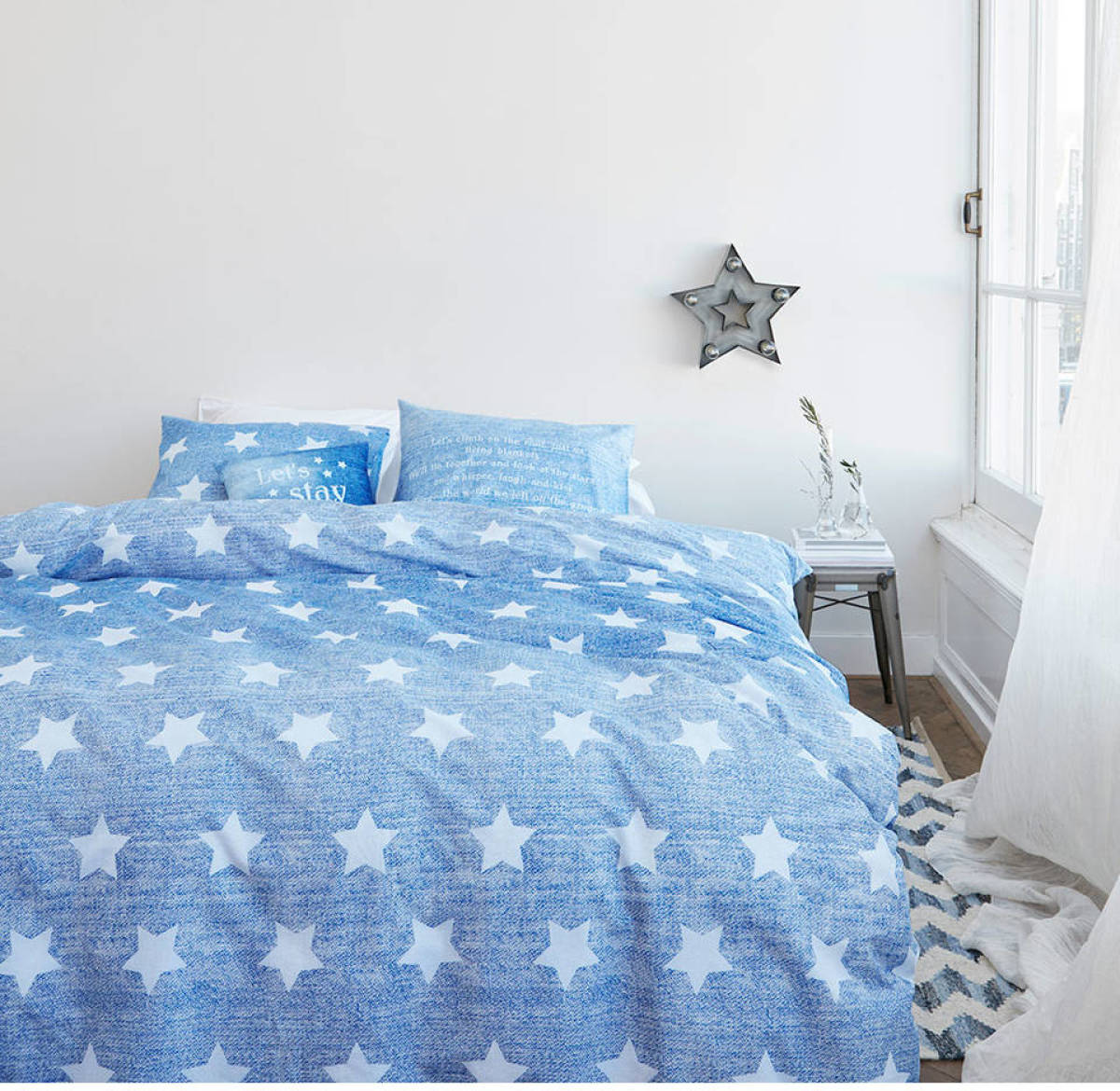 At Home with Marieke Dekbedovertek Starry Sky Blue-240x200/220