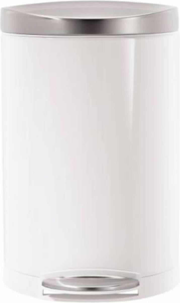 Afvalemmer semi-round - rvs - 10 l - wit - Simplehuman
