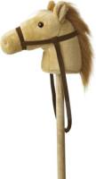 Aurora Pluche stokpaardje beige pony met geluid 94 cm