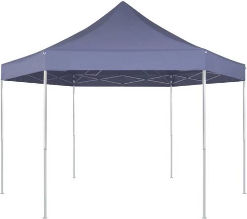 VidaXL Partytent pop-up zeshoekig inklapbaar 3,6x3,1 m donkerblauw